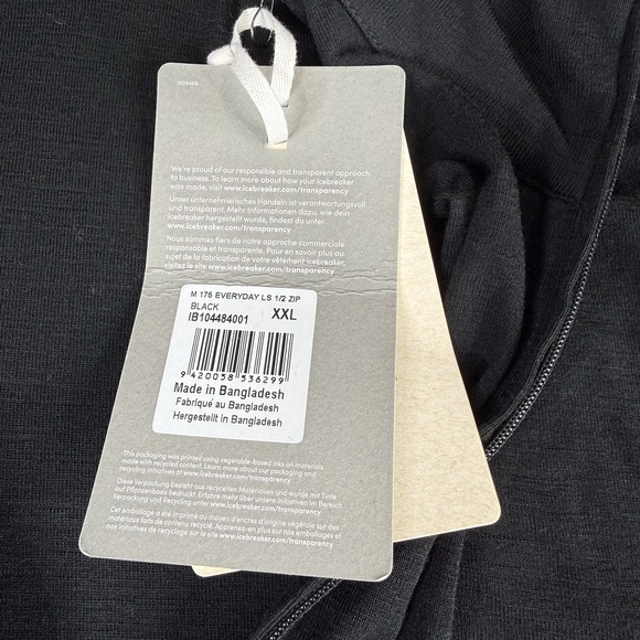 Icebreaker Merino 175 Everyday Long Sleeve Sweater Men's Sz XXL Half Zip Black - Picture 12 of 13